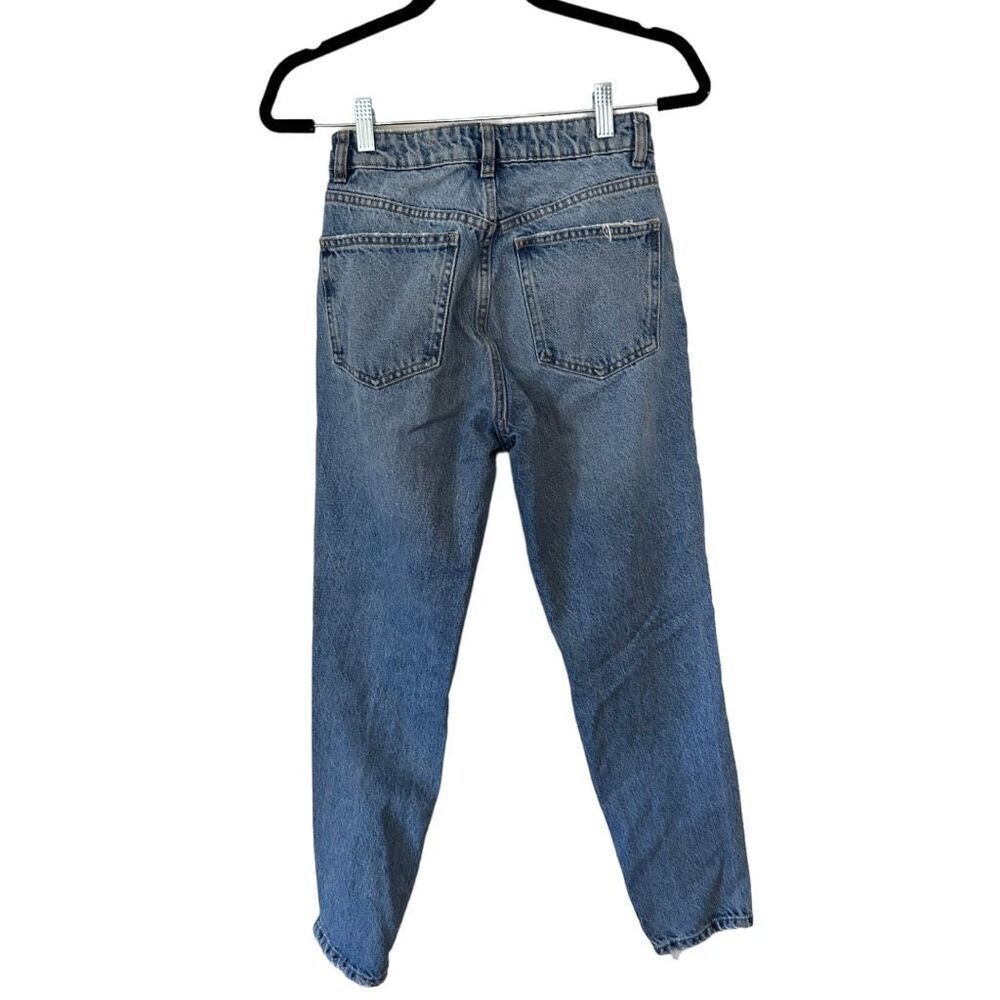 Zara 5 Pocket Design Distressed Ripped Denim Straight Jeans Blue Size 4 - Picture 5 of 11